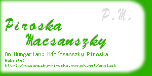 piroska macsanszky business card